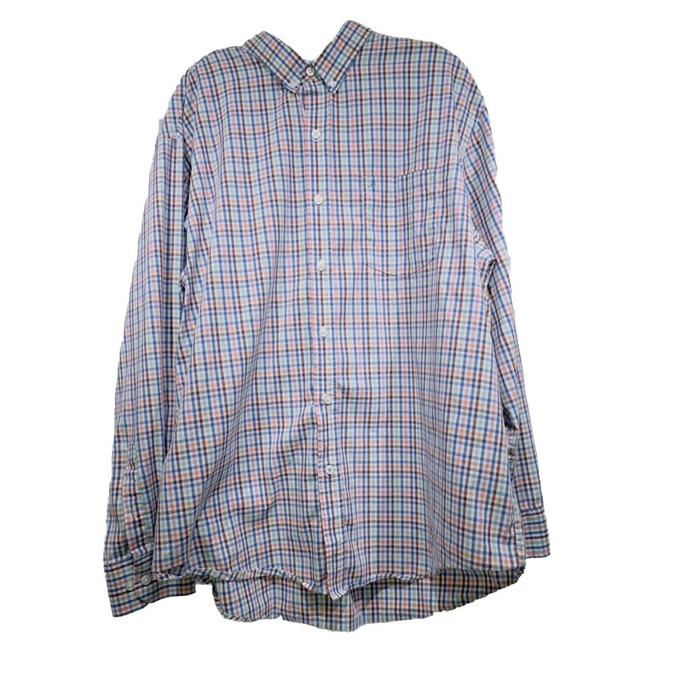 IZOD Men's Long Sleeve Button Up Shirt Non-Iron Stretch Blue Pink and Green